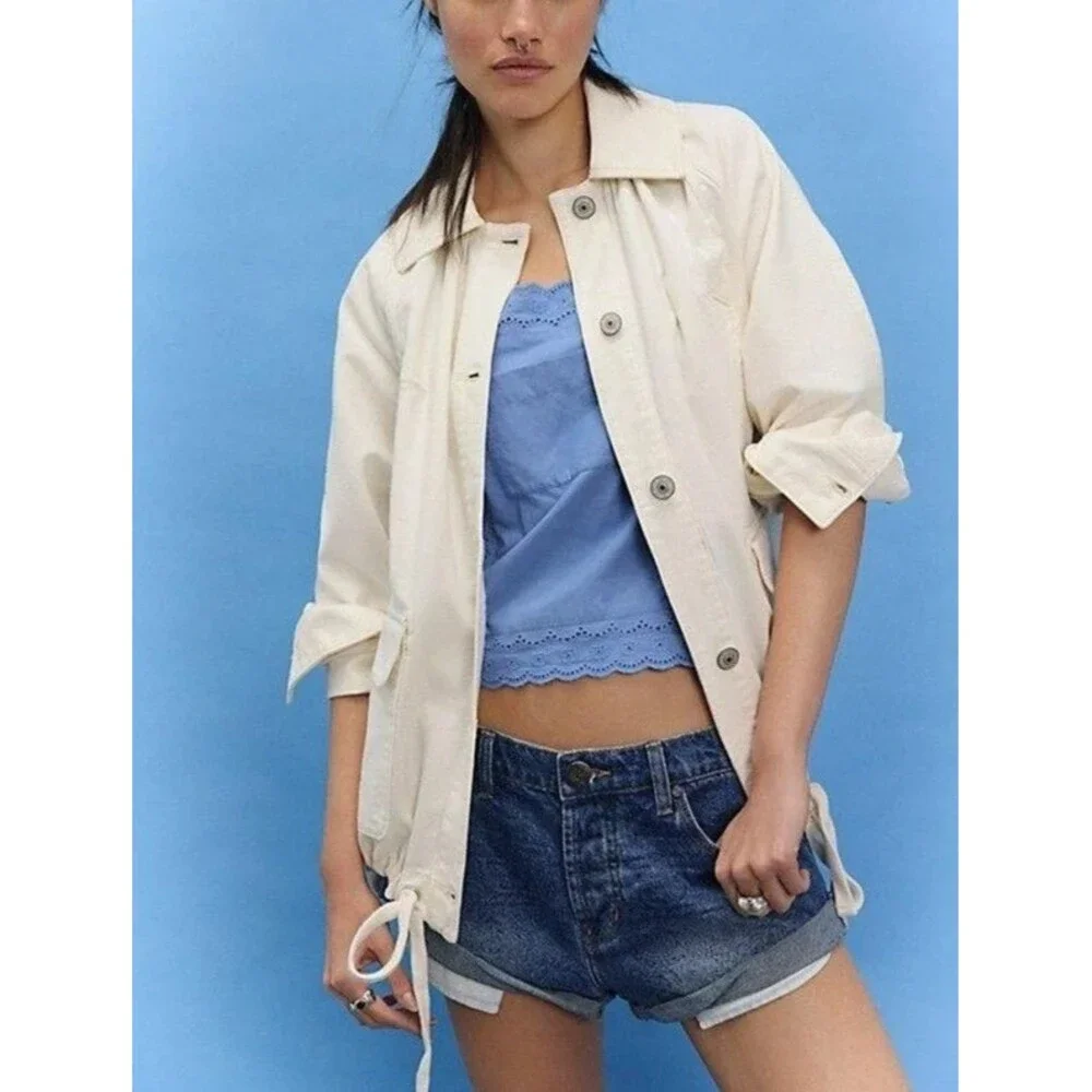 Free People We The Free Sweet Nothings Jacket Top Button-Down White XL 288896
